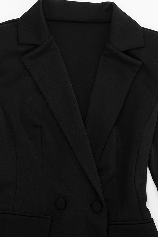 Plunge Neck Cinched Waist Blazer Dress Lavish Daily