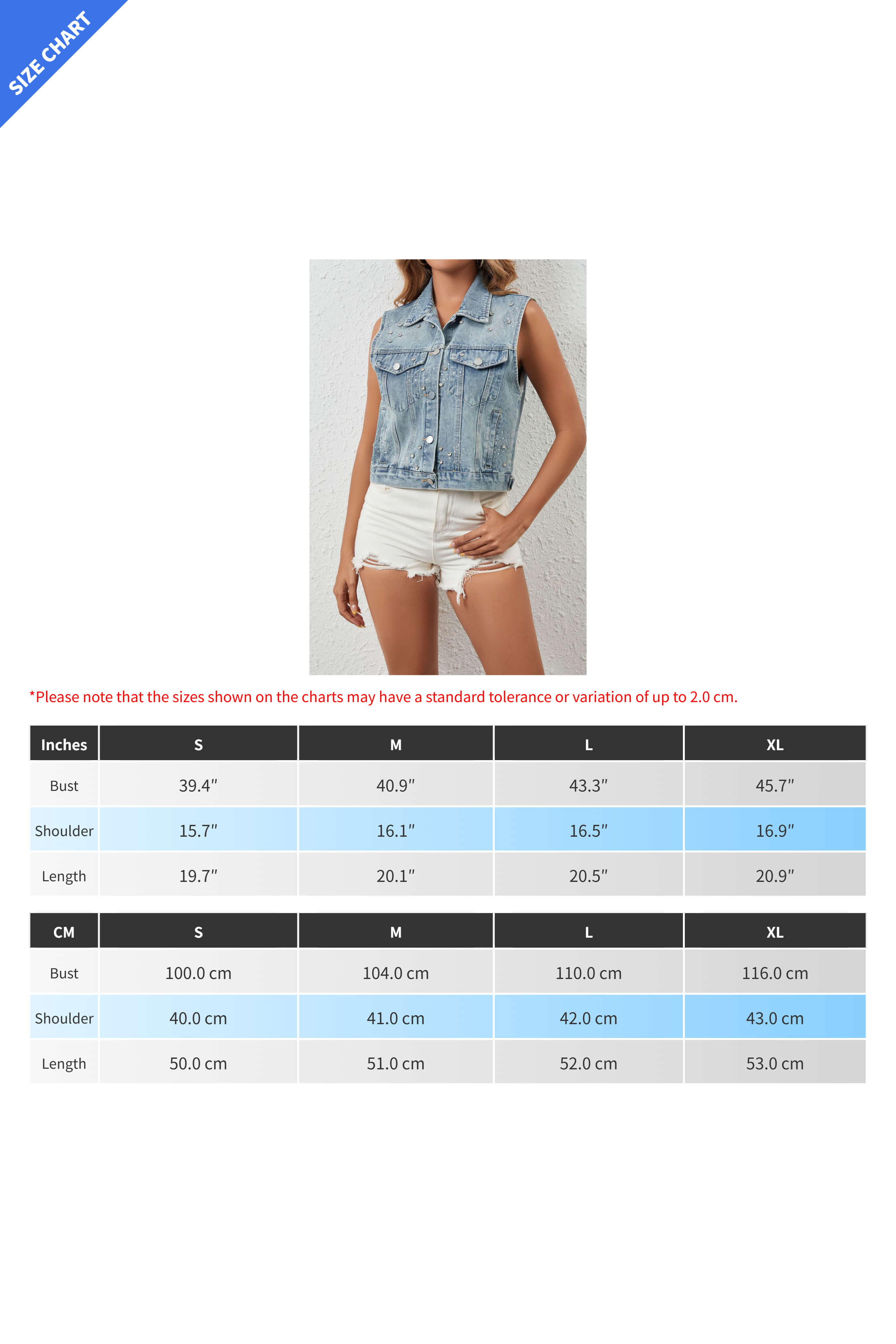 Loose Fit Rhinestone Denim Vest Lavish Daily