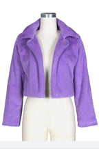 Faux Leather Lapel Short Jacket Lavish Daily