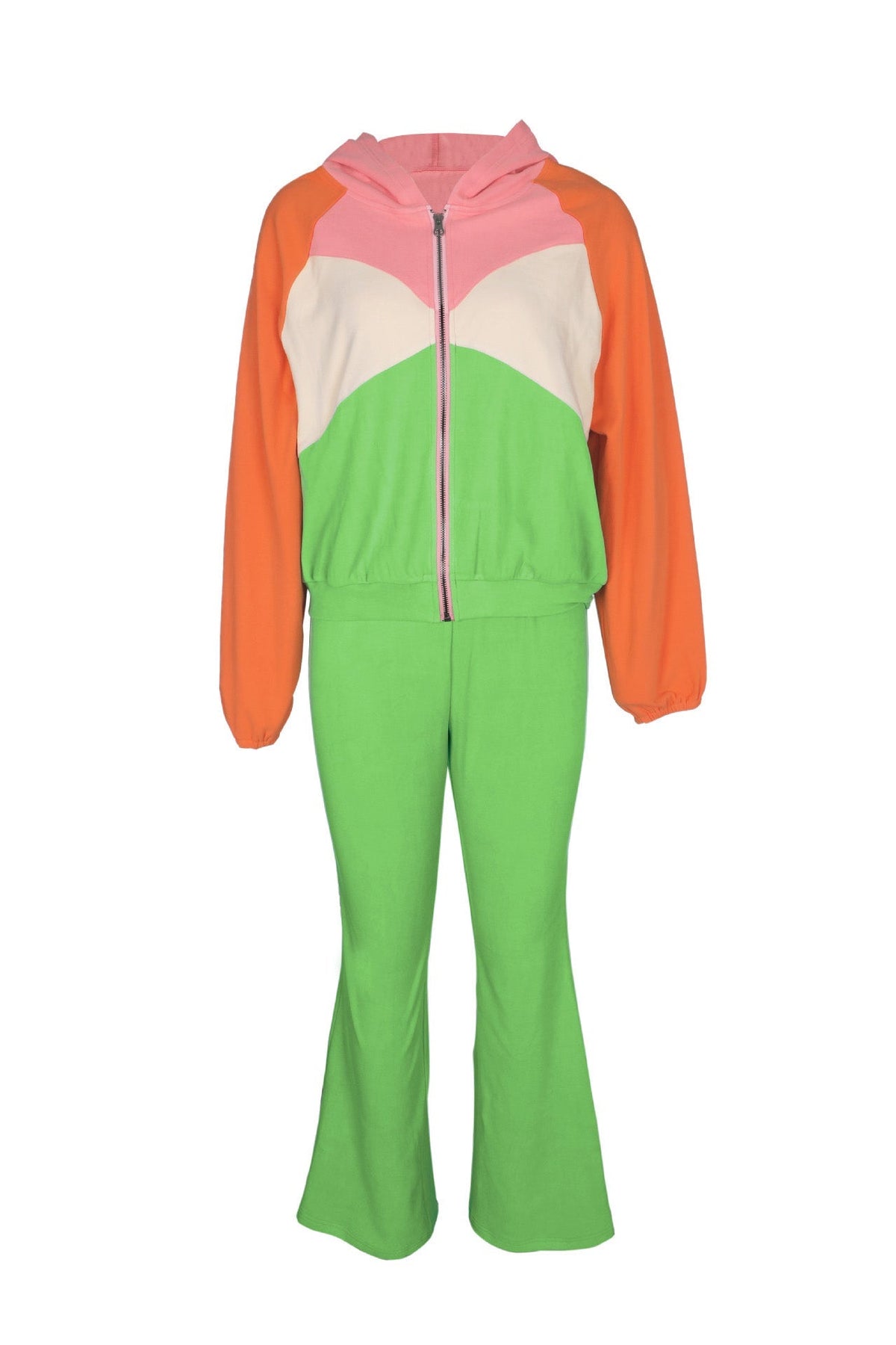 Zip-Front Contrast Panel Track Pants Set Lavish Daily