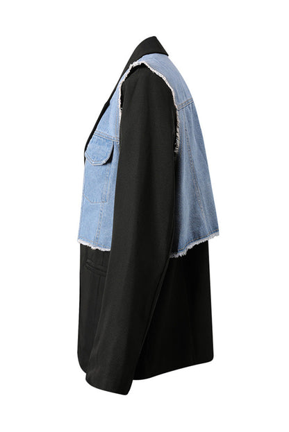 Faux Two-Piece Denim Blazer Lavish Daily