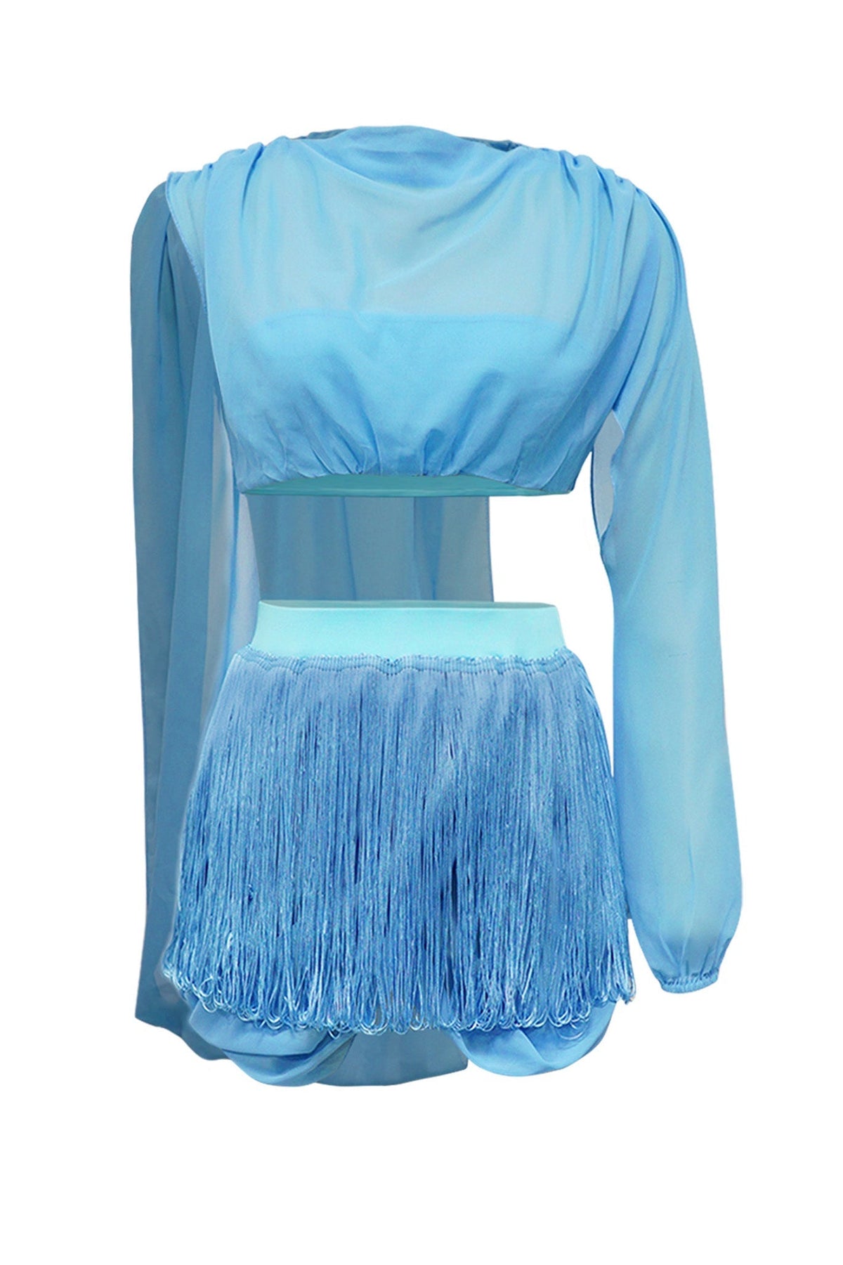 Faux Two-Piece Mesh Fringe Mini Dress Lavish Daily