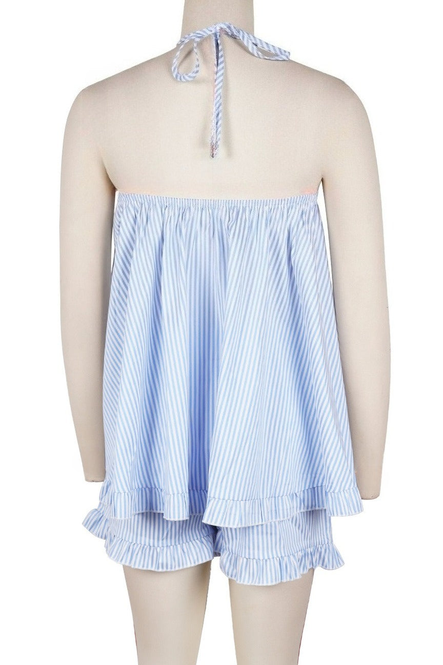 Striped Halter Sleeveless Loose Two-Piece Set Lavish Daily