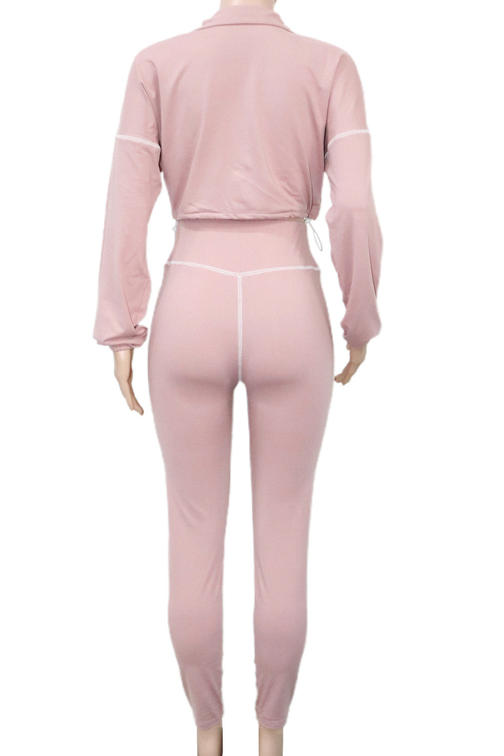 Solid Color Long Sleeve Zip-Up Top & Pants Set Lavish Daily