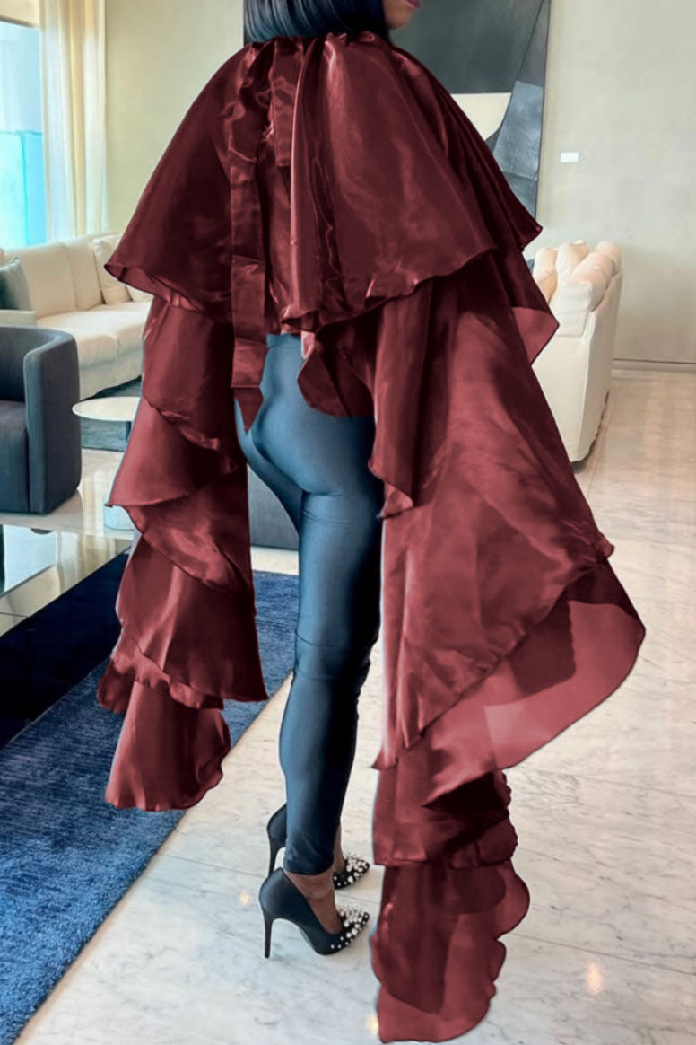 Casual Satin Cape Blouse Lavish Daily