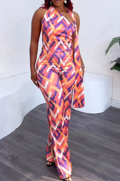 Elastic Slim-Fit Printed Wide-Leg Jumpsuit Lavish Daily