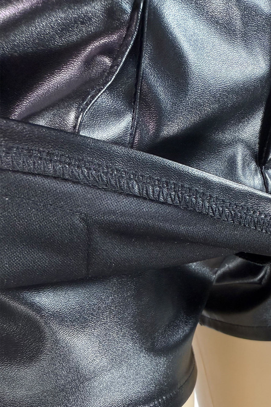 Faux Leather Stretch Button Top Skort Set Lavish Daily