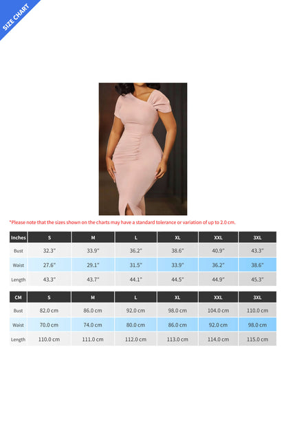 Asymmetrical Ruched Bodycon Midi Dress Lavish Daily