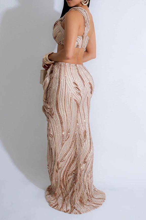 Sleeveless One-Shoulder Crop Top & Skirt Set Lavish Daily