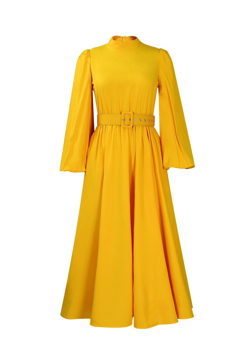 High Neck Puff Sleeve Evening Large Hem Dresses Lavish Daily
