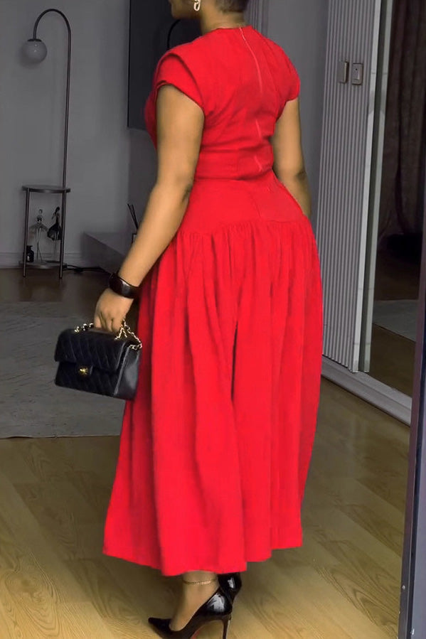 Ruffled Flutter Sleeve Ruched Dress Lavish Daily