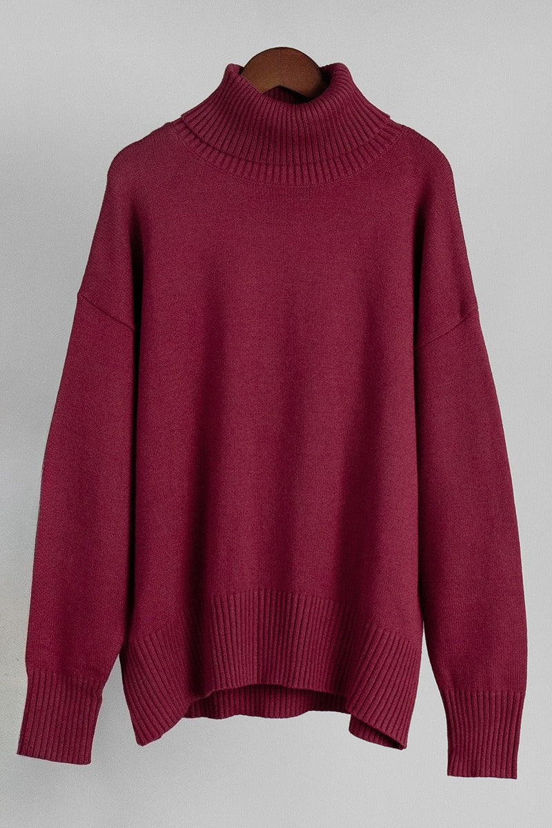 Turtleneck Long Sleeve Sweater Lavish Daily