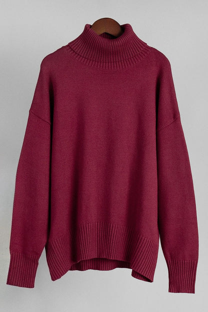 Turtleneck Long Sleeve Sweater Lavish Daily