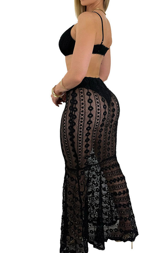 Strapless V-Neck Lace Sheer Bodycon Dress Lavish Daily
