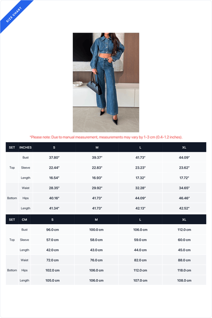 Contrast-Stitch Denim Jacket & Wide-Leg Jeans Set Lavish Daily