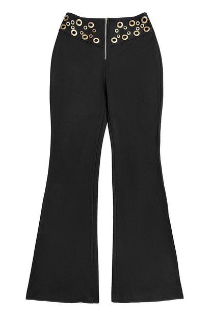 Strapless Grommet V-Neck Flare Pant Set Lavish Daily