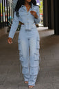 Asymmetrical Cut Denim Jacket Sets Lavish Daily