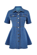 Short Sleeve Denim Mini Dress Lavish Daily