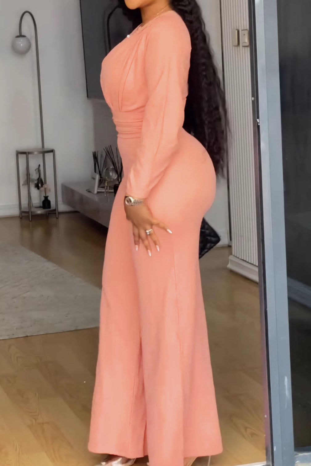 Elegant Solid Color Hollow Out O Neck Jumpsuits Lavish Daily