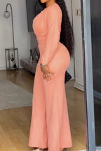 Elegant Solid Color Hollow Out O Neck Jumpsuits Lavish Daily