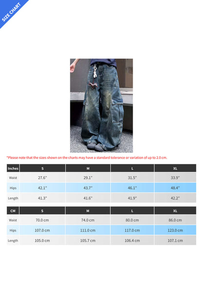 Oversized Vintage Wash Multi-Pocket Cargos Lavish Daily