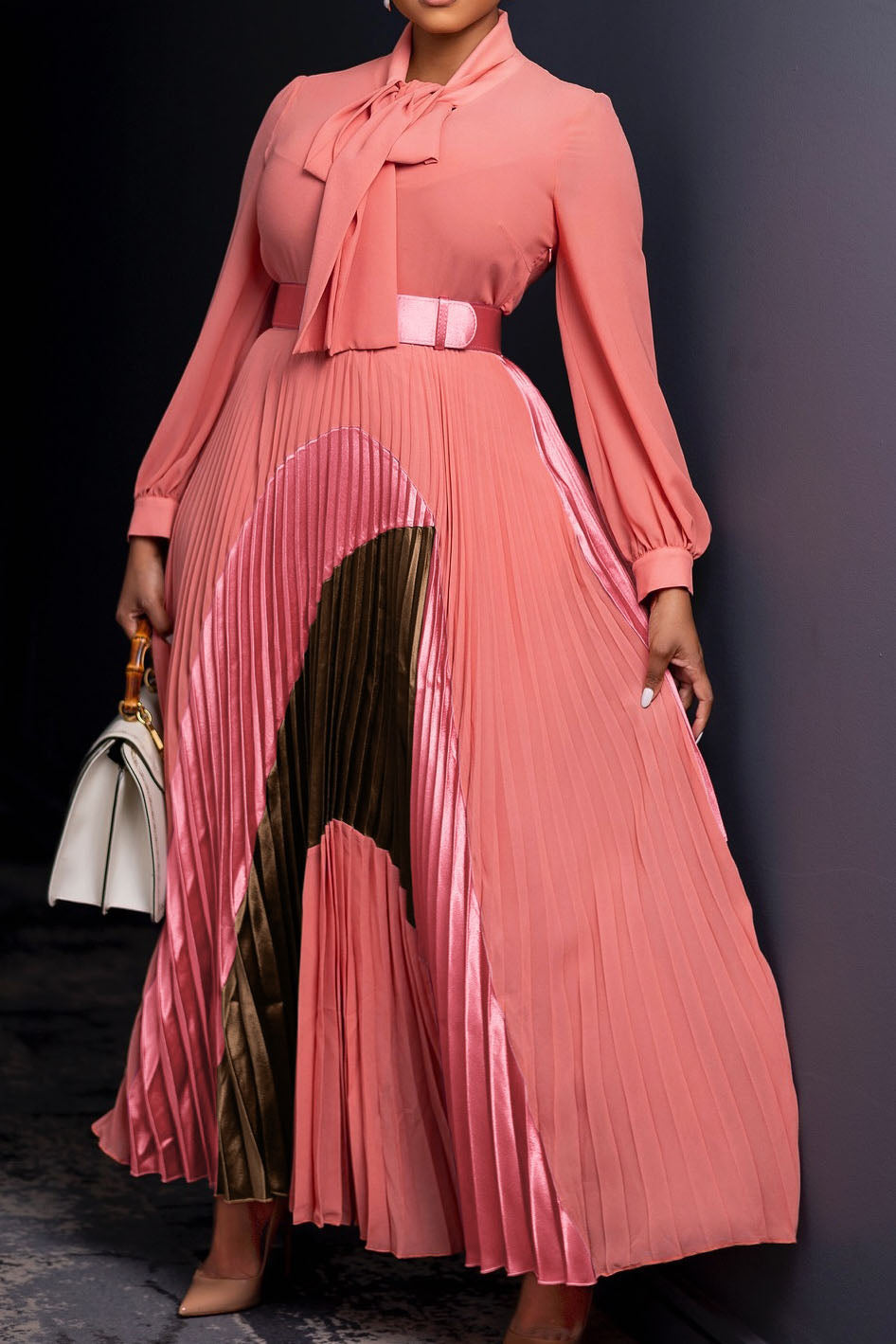 Long-Sleeved Top Elegant Pleated Dress Lavish Daily