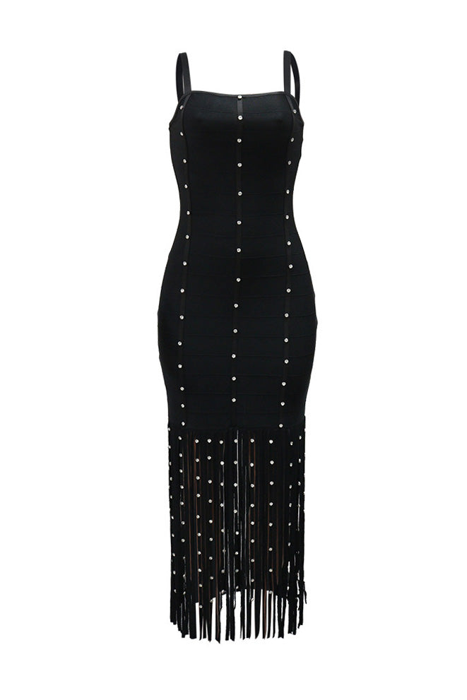 Fringed Embellished Bandage Dress LavishDaily
