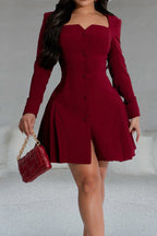 Elegant Deep V Ruffle Long Sleeve Mini Dress Lavish Daily
