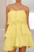 Strapless Tiered Babydoll Mini Dress Lavish Daily