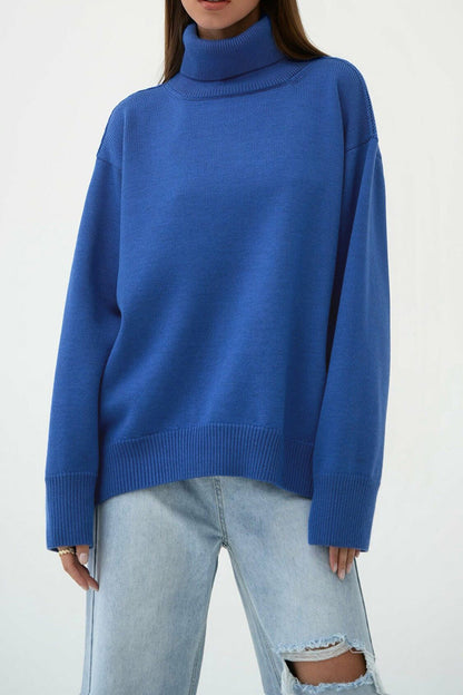 Turtleneck Long Sleeve Sweater Lavish Daily