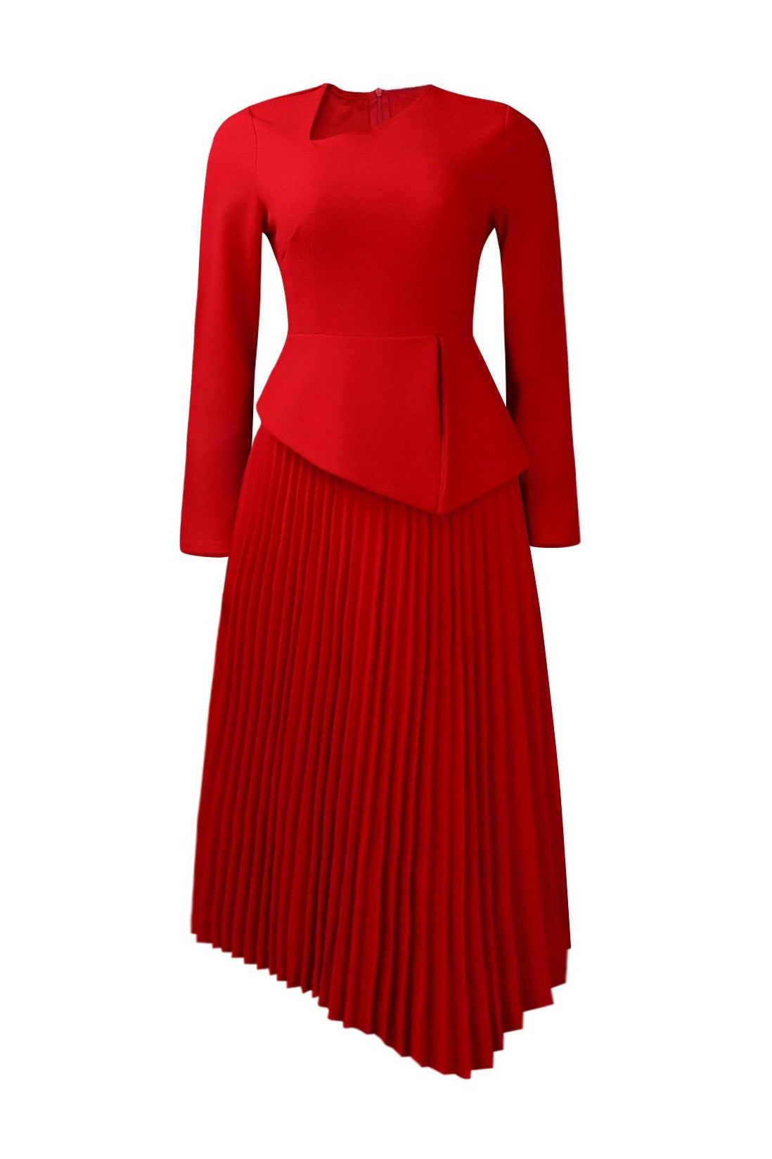 Asymmetric Hem Pleated Midi Dress Lavish Daily