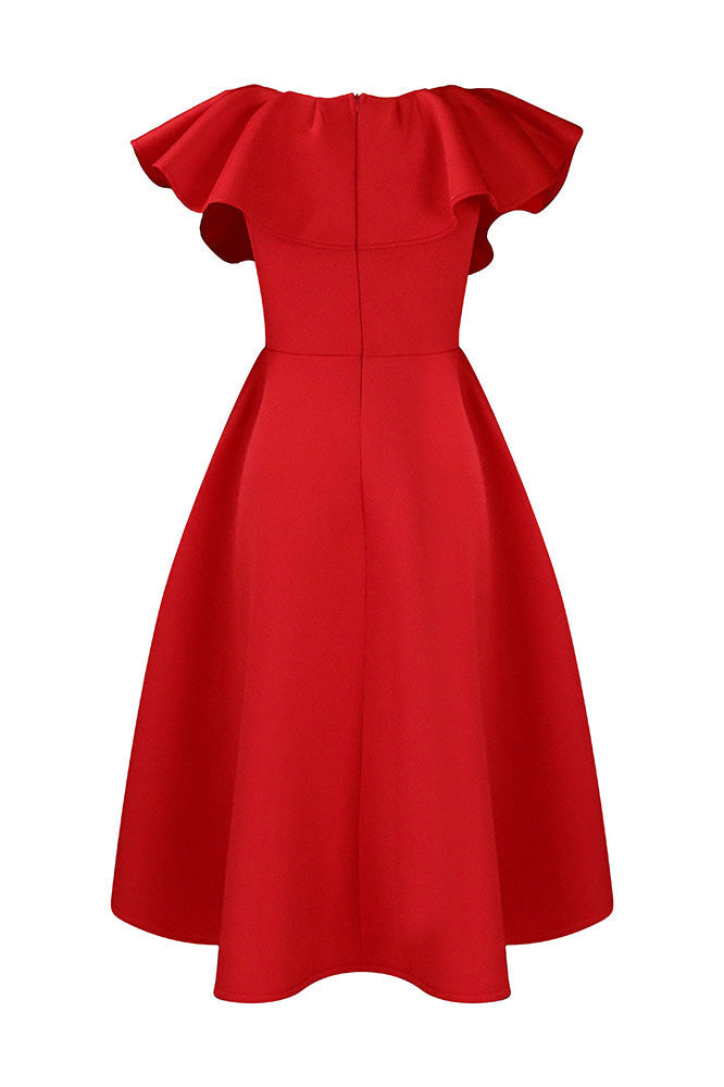 Ruffle Trim Short Sleeve A Line Dress Lavish Daily