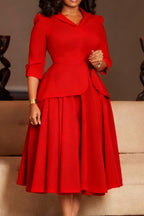 Plus Size Three Quarter Sleeve Blazer Dress Lavish Daily