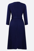 Elegant Pleated Career Solid Dress Lavish Daily