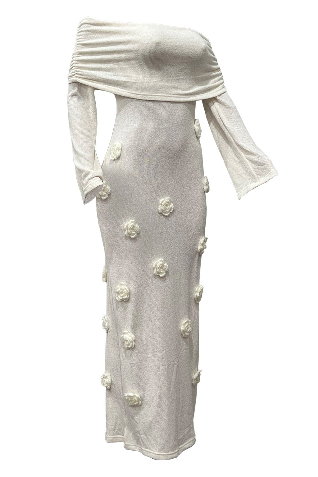 Off Shoulder Knit Maxi Dress Lavish Daily