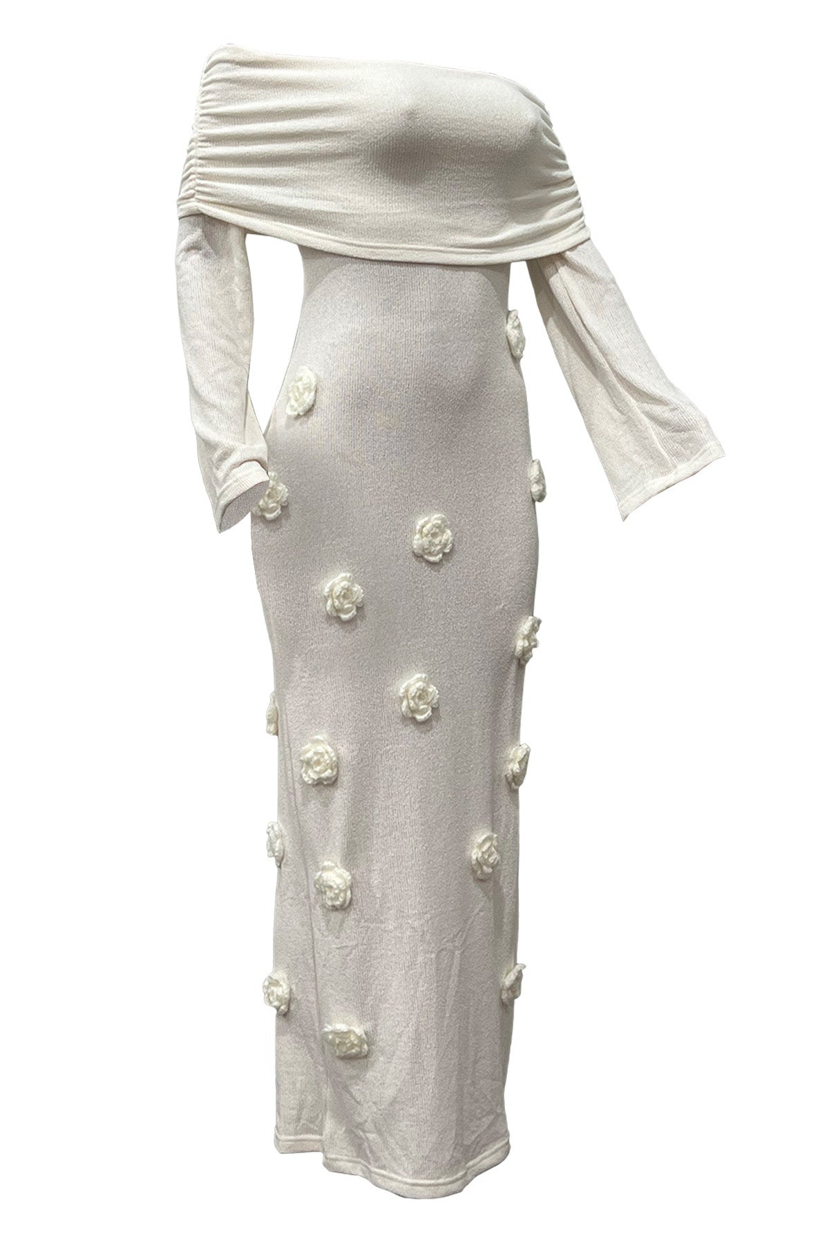 Off Shoulder Knit Maxi Dress Lavish Daily