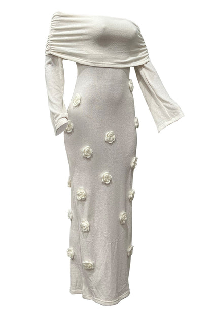 Off Shoulder Knit Maxi Dress Lavish Daily