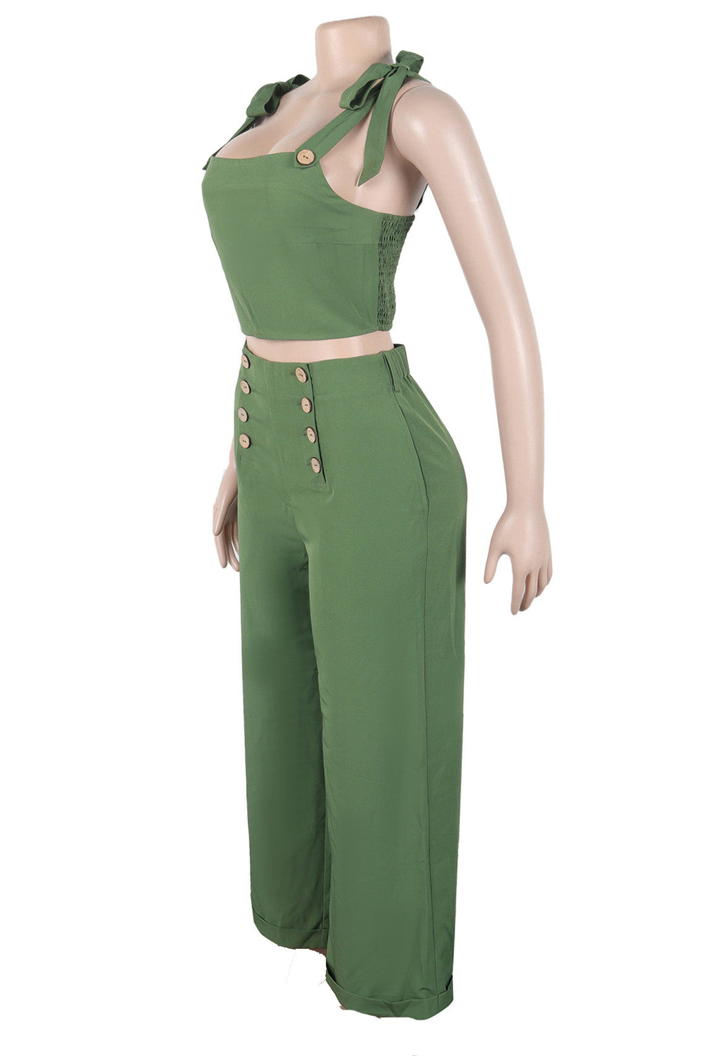 Ruched Tie-Strap Top & Wide Leg Pants Set Lavish Daily