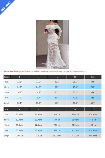 Off-Shoulder Ruched Lace Maxi Dress Lavish Daily