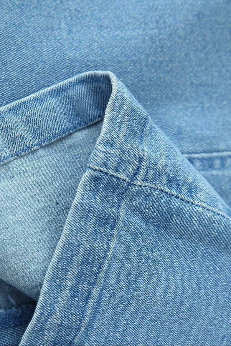 Slim Light Blue Denim Button Maxi Dress Lavish Daily