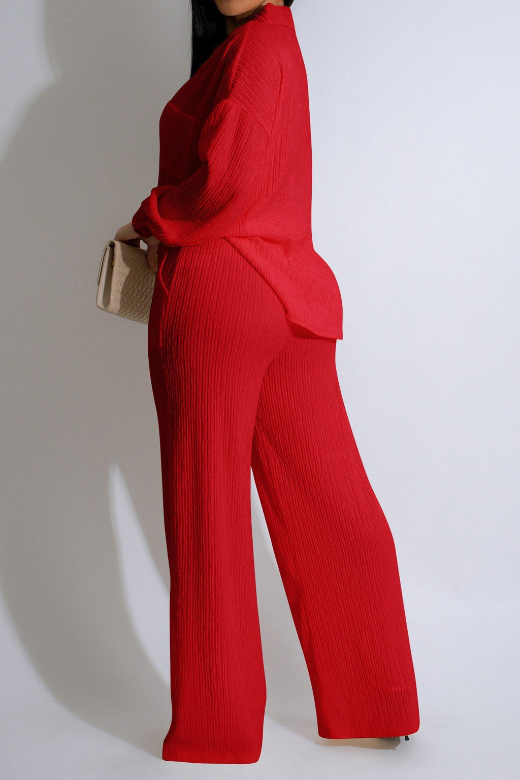 Loose Long Sleeve Top & Straight Pants Set Lavish Daily