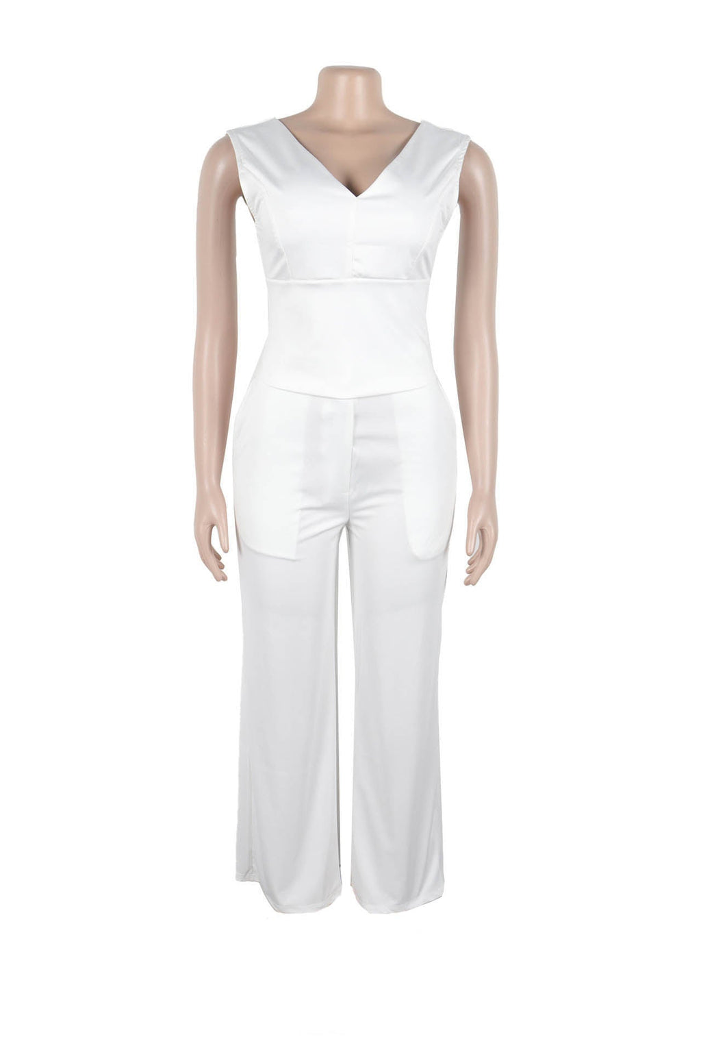 Backless Bow Decor V Neck Sleeveless Sets Lavish Daily