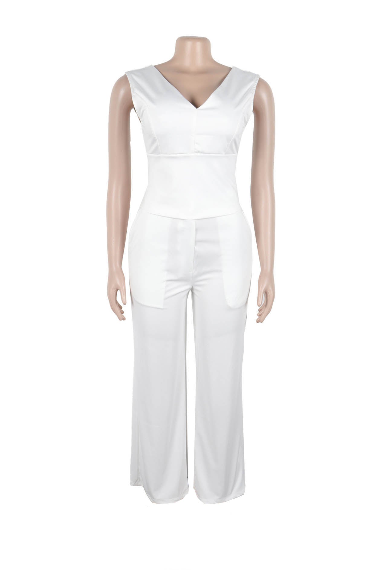 Backless Bow Decor V Neck Sleeveless Sets Lavish Daily