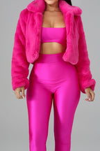 Faux Leather Lapel Short Jacket Lavish Daily