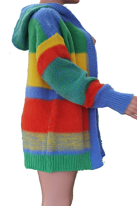 Colorblock Hoodie Cardigan Lavish Daily