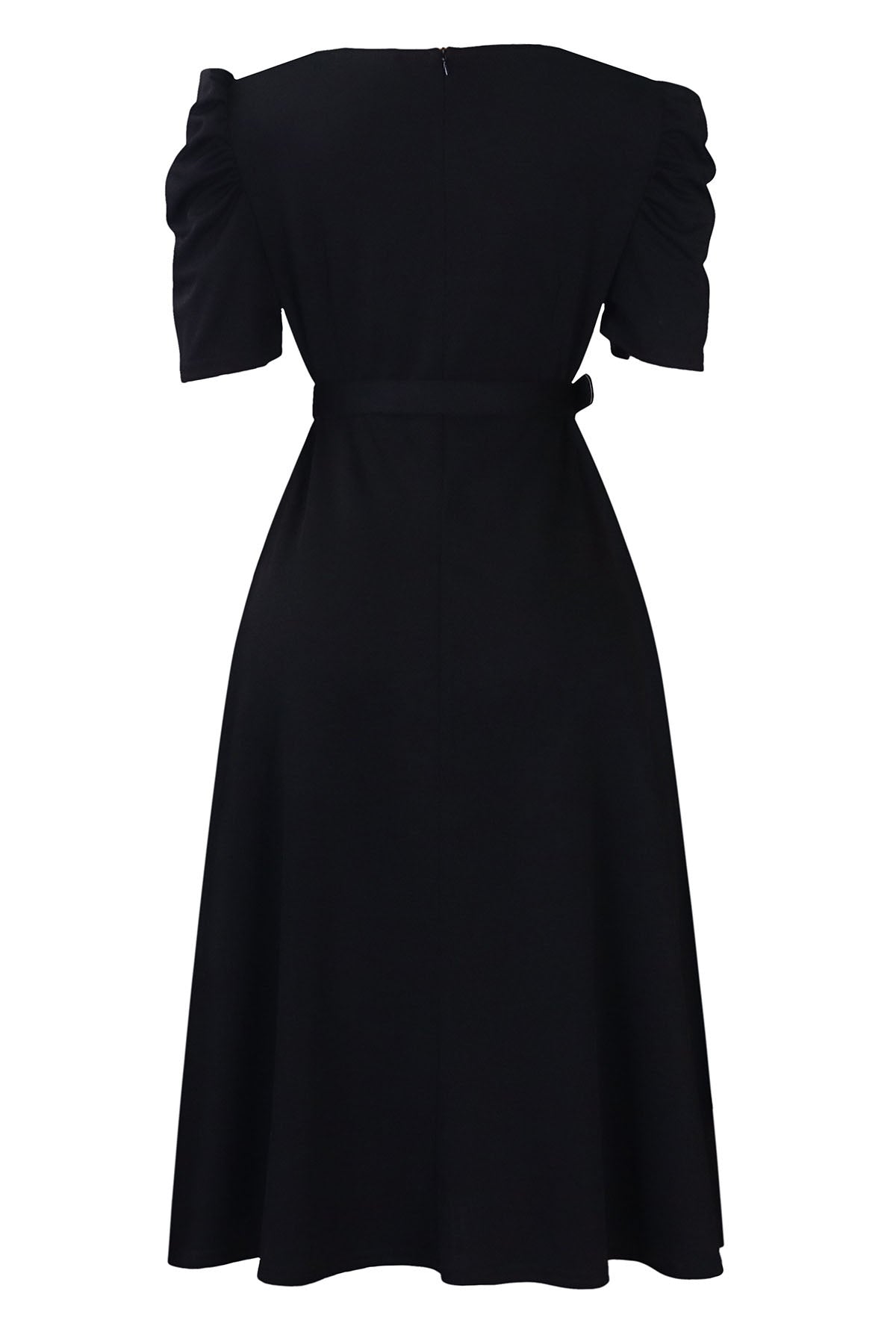 Solid Ruched Midi Dress Lavish Daily