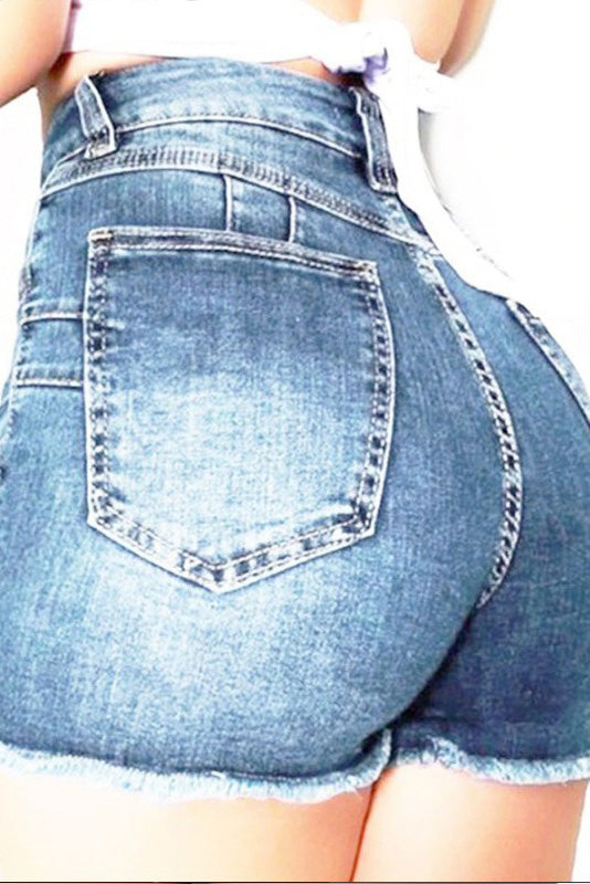 Stretch Skinny Ripped Denim Shorts Lavish Daily