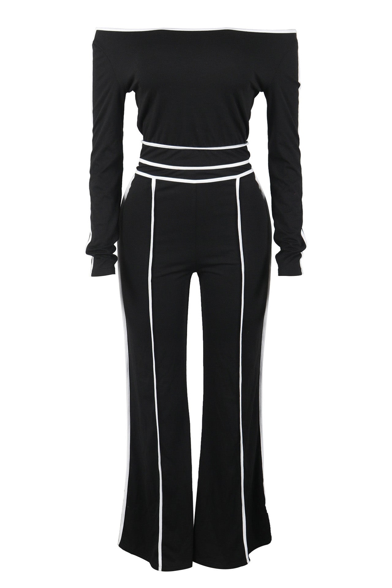 One Shoulder Top and Wide Leg Pants Set Lavish Daily