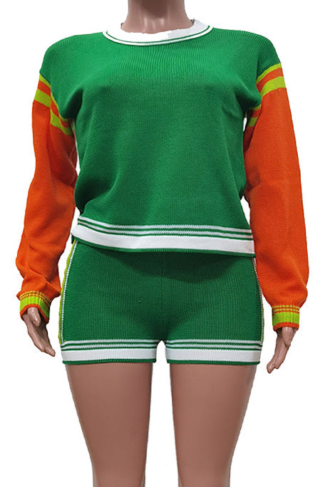 Colorblock Knit Shorts Set Lavish Daily