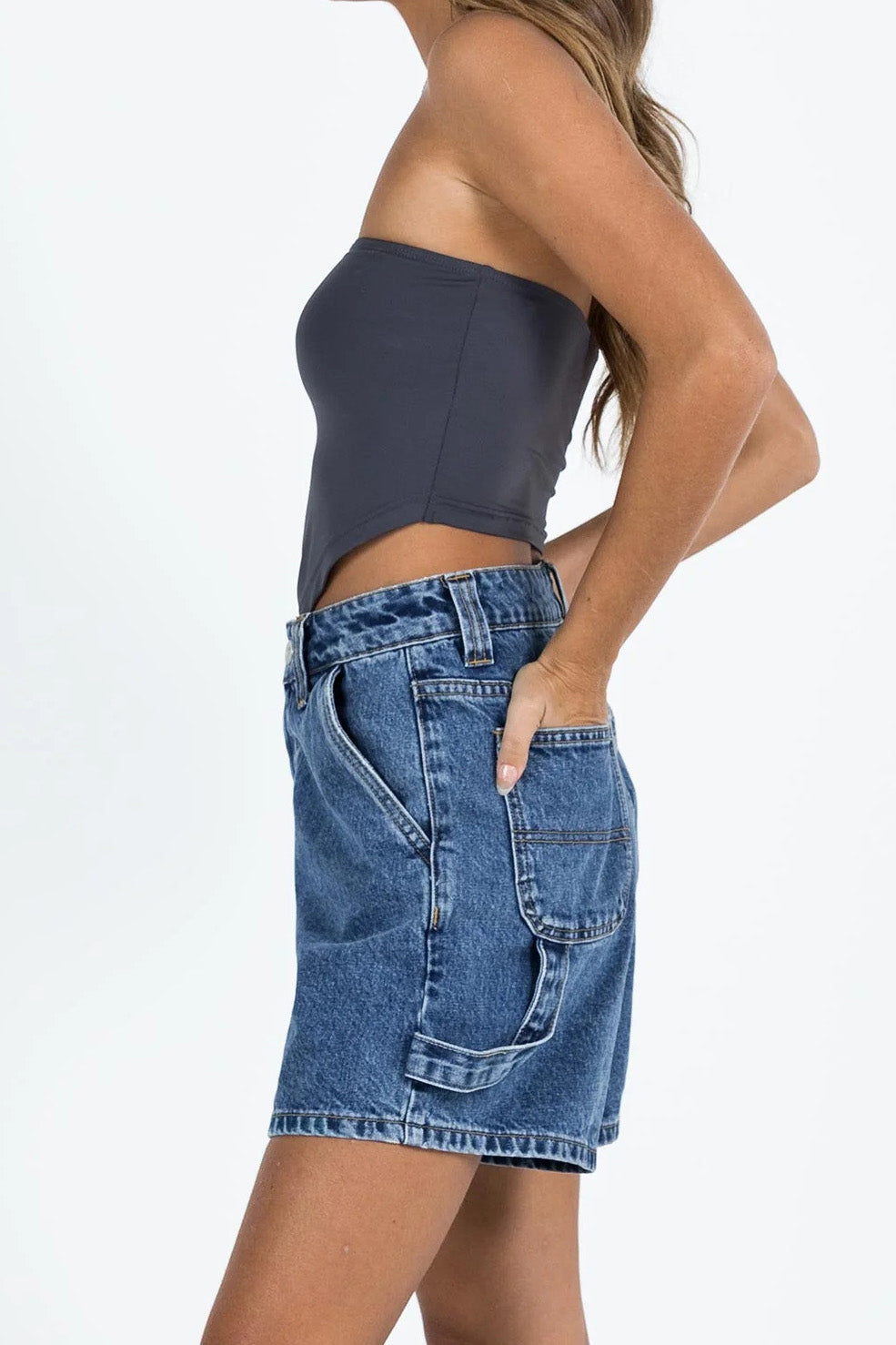 High-Waisted Relaxed Utility Denim Shorts Lavish Daily